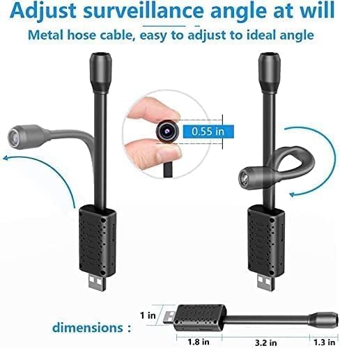 Cutech Full HD 1080P Mini Surveillance Camera with Light Vision Motion Detection Flexible Neck for Indoor Outdoor Home Office Security Camera