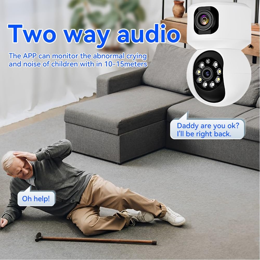 Cutech Dual Lens 4MP/8MP Outdoor Security Camera with PTZ Light Color Night Vision, Motion Detection, Wireless Light Bulb Camera, Two-Way Audio, Weather Resistant
