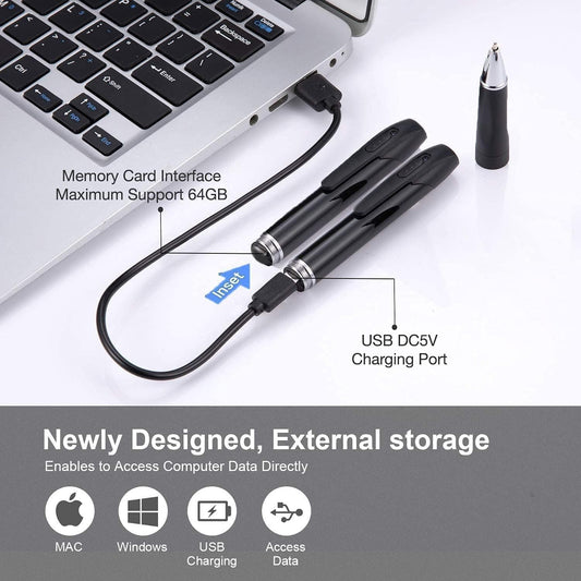 Cutech Pen Camera, HD Video Recording Pen with One-Click Operation, Memory Card Support & USB Charging