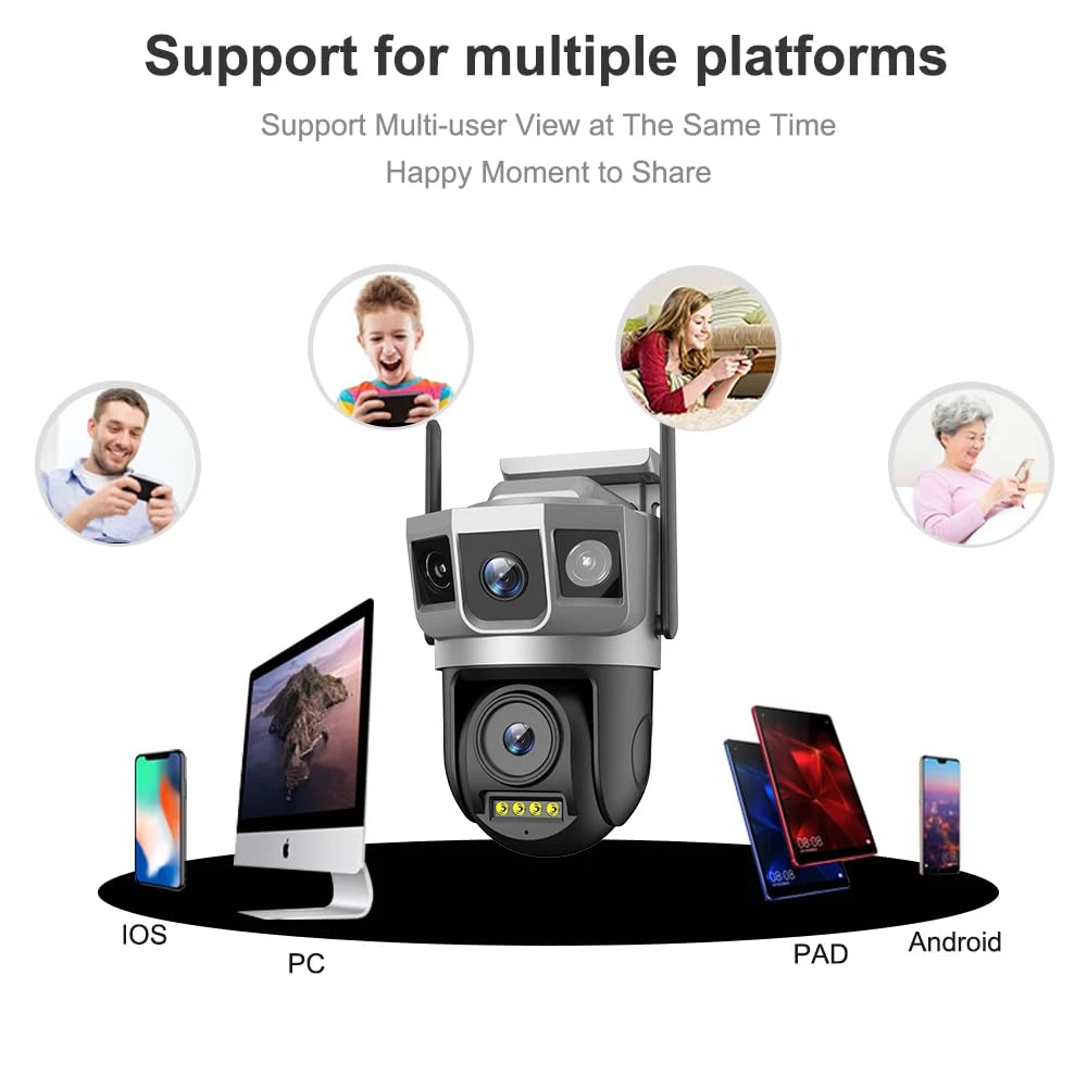 Cutech 6MP Dual Lens PTZ WiFi Security Camera Outdoor, 1080P HD Smart CCTV Camera with Pan Tilt Zoom, Color Night Vision, Motion Detection, Two-Way Audio with App Control