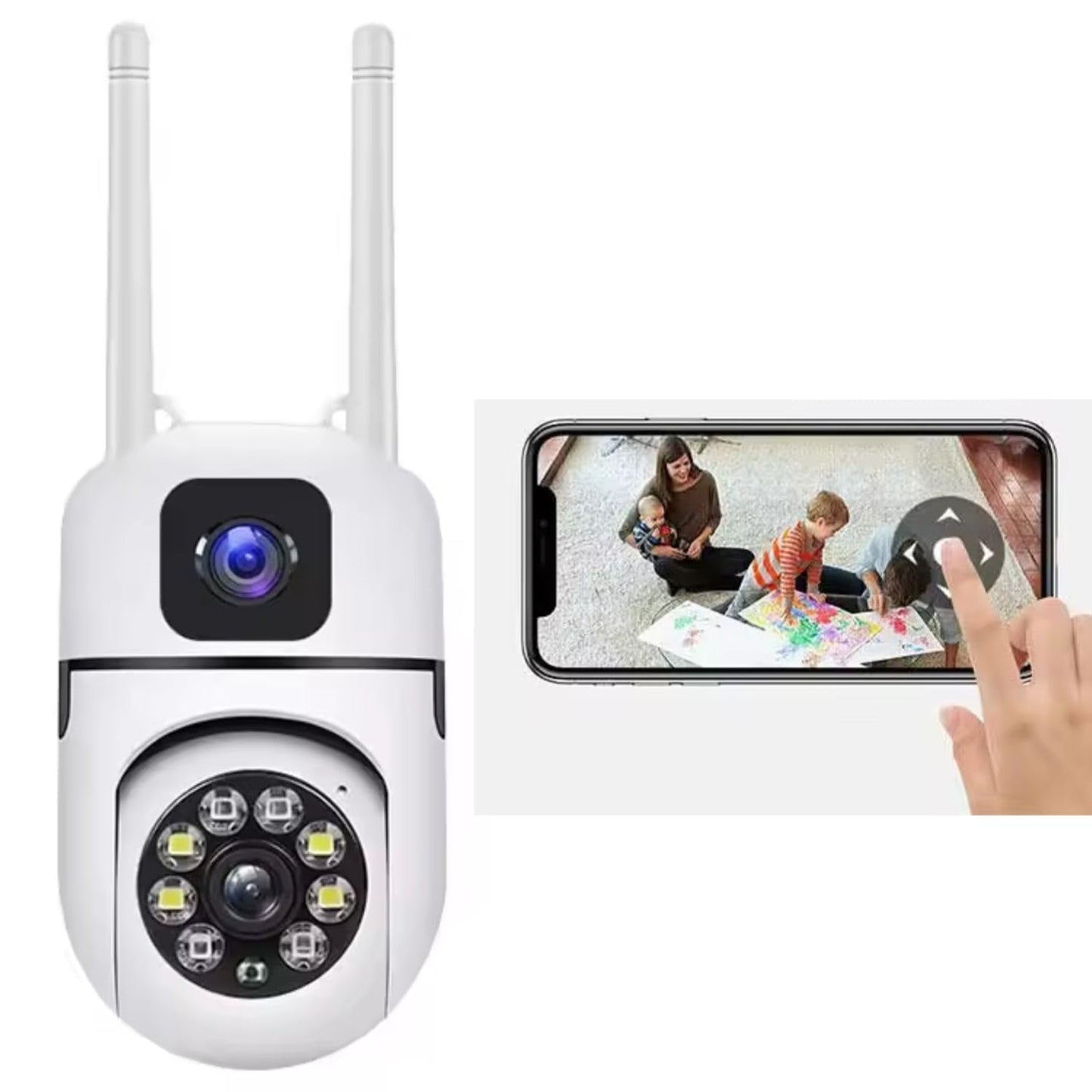 Cutech 4+4MP WiFi Dual Lens Mini PTZ CCTV Camera 360° Rotation, PTZ, HD Night Vision, Two-Way Audio, Motion Detection Wireless Indoor/Outdoor Security Camera for Home
