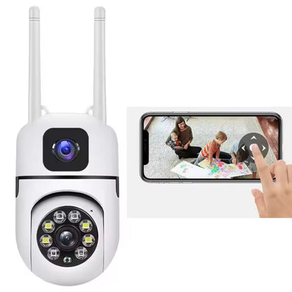 Cutech 4+4MP WiFi Dual Lens Mini PTZ CCTV Camera 360° Rotation, PTZ, HD Night Vision, Two-Way Audio, Motion Detection Wireless Indoor/Outdoor Security Camera for Home