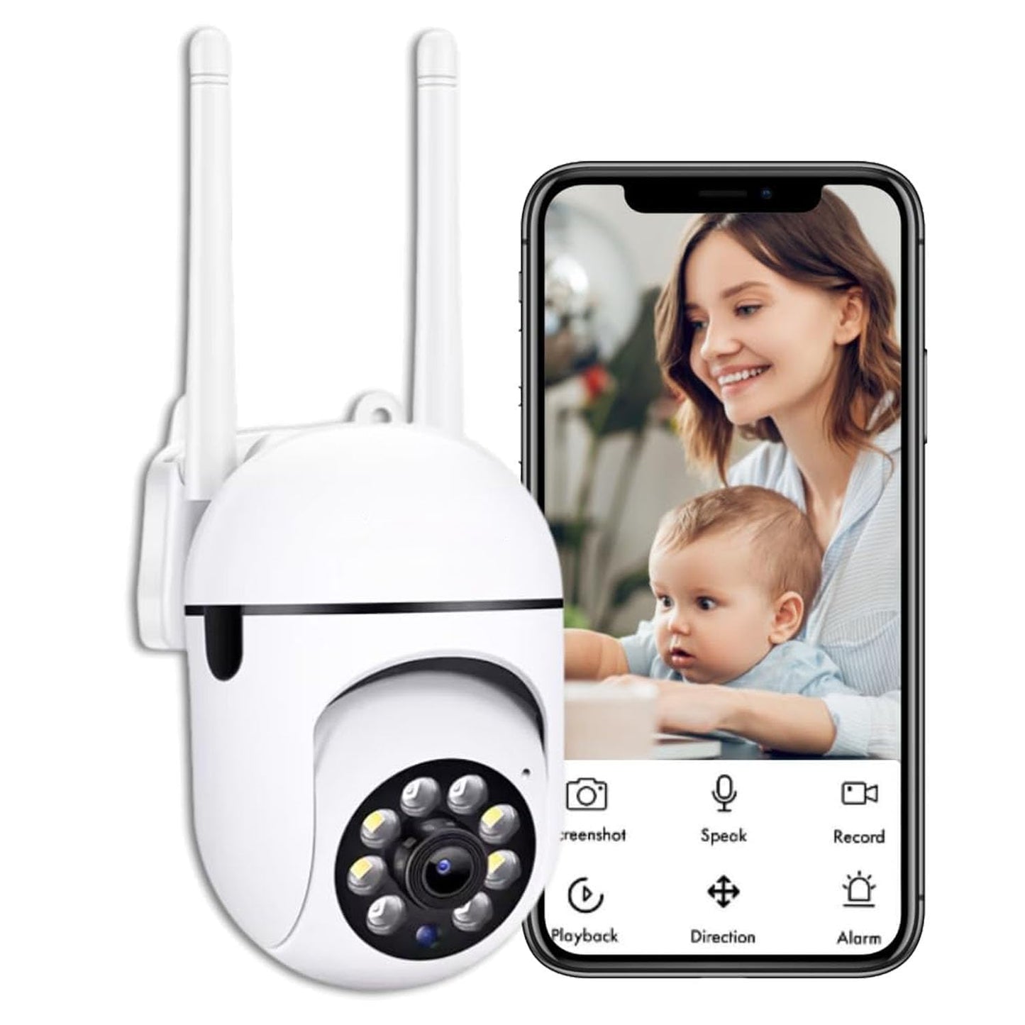 Cutech 4MP WiFi Mini PTZ Home Security Camera | Full HD 1080P & 360°, Night Vision, Motion Alerts, Two-Way Audio, Mobile App Wireless CCTV for Home Outdoor & Weather Resistant