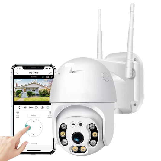 Cutech 5MP 360° PTZ WiFi Camera for Outdoor, Full HD 1080P, Dual Antenna, Night Vision, Motion Alert, Two-Way Audio, Mobile App Control, Weather Resistant CCTV Camera for Home