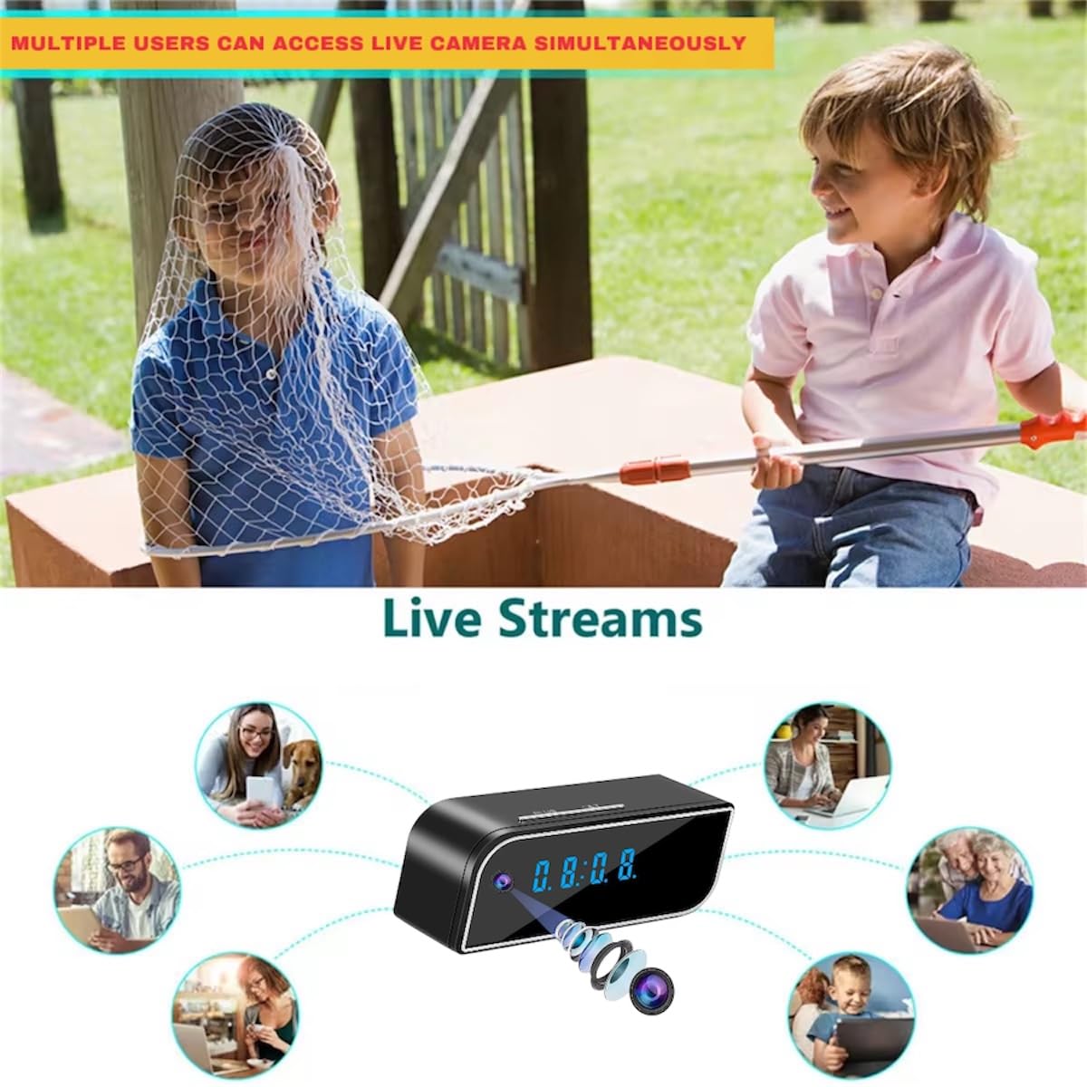 Cutech 1080P FHD WiFi Digital Table Clock Invisible Spy Camera for Home Hidden | Remote Monitoring | Cloud & SD Card Storage | Nanny Hidden Camera with Audio & Video Recorder for Home & Office Security