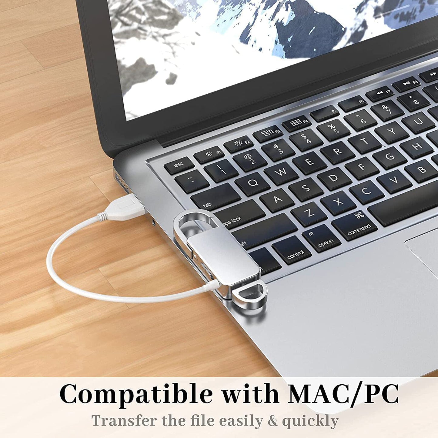 Cutech 360 Mini Digital Voice Recorder 8GB in Built Memory, Keychain Professional Audio MP3 Player Microphone Sound Recording (Silver 8GB Memory Recorder)