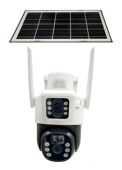 Cutech 6MP Solar Powered WiFi PTZ Security Camera with Dual Lens, 360° Pan Tilt, Color Night Vision, Weather Resistance CCTV Camera, Wireless Dual Lens Solar Camera with Mobile App