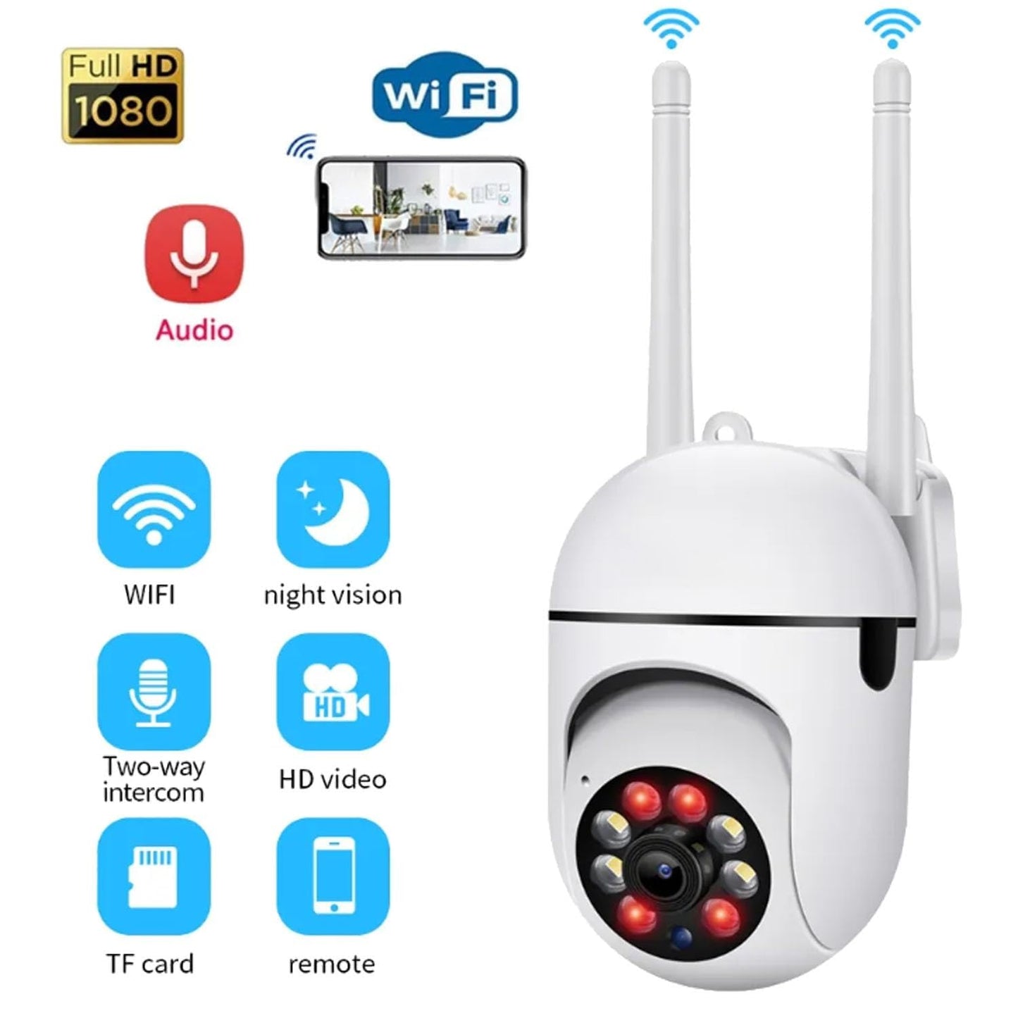 Cutech 4MP WiFi Mini PTZ Home Security Camera | Full HD 1080P & 360°, Night Vision, Motion Alerts, Two-Way Audio, Mobile App Wireless CCTV for Home Outdoor & Weather Resistant