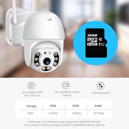 Cutech 5MP 360° PTZ WiFi Camera for Outdoor, Full HD 1080P, Dual Antenna, Night Vision, Motion Alert, Two-Way Audio, Mobile App Control, Weather Resistant CCTV Camera for Home