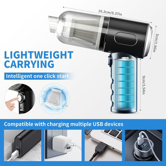 Cutech Car Vacuum Cleaner 3 in 1 with 3 Attachments & Blower | Cordless Handheld Vacuum Cleaner for Wet & Dry Cleaning for Home/Office/Car/Keyboard/Travel/Sofa/Office