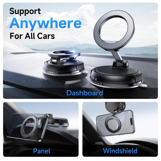 Cutech Car Phone Holder for Magsafe [78+LBS Strongest Suction & 2400gf Strongest Magnetic] 360° Adjustable Car Phone Mount, Cell Phone Holders for Your Car & All Smartphones (Carbon Fiber)