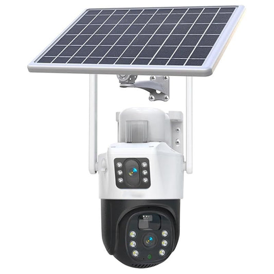 Cutech 6MP Solar Powered WiFi PTZ Security Camera with Dual Lens, 360° Pan Tilt, Color Night Vision, Weather Resistance CCTV Camera, Wireless Dual Lens Solar Camera with Mobile App