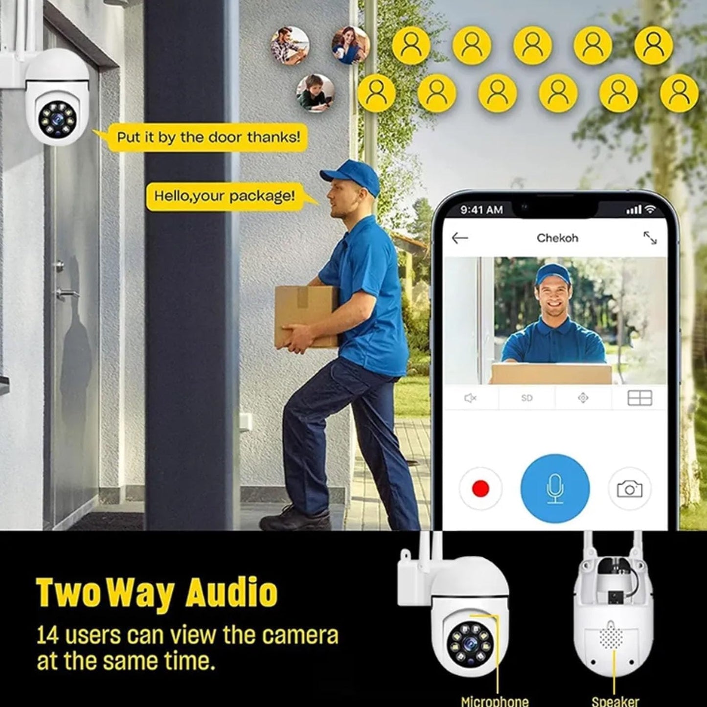 Cutech 4MP WiFi Mini PTZ Home Security Camera | Full HD 1080P & 360°, Night Vision, Motion Alerts, Two-Way Audio, Mobile App Wireless CCTV for Home Outdoor & Weather Resistant