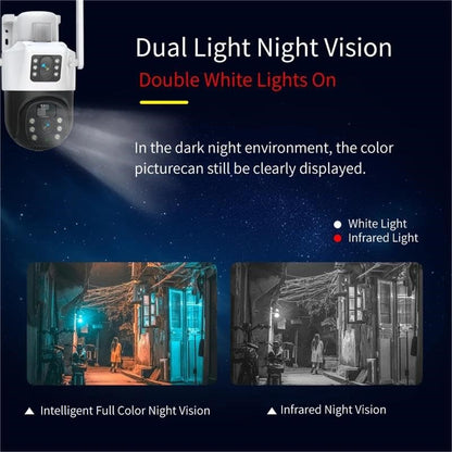 Cutech 6MP Solar Powered WiFi PTZ Security Camera with Dual Lens, 360° Pan Tilt, Color Night Vision, Weather Resistance CCTV Camera, Wireless Dual Lens Solar Camera with Mobile App