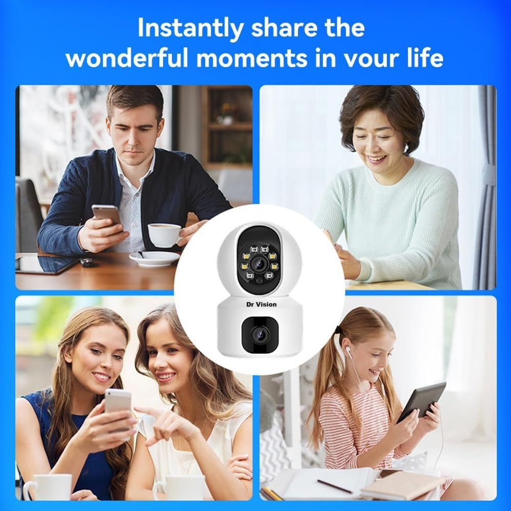 Cutech Dual Lens 4MP/8MP Outdoor Security Camera with PTZ Light Color Night Vision, Motion Detection, Wireless Light Bulb Camera, Two-Way Audio, Weather Resistant