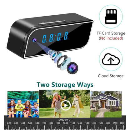 Cutech 1080P FHD WiFi Digital Table Clock Invisible Spy Camera for Home Hidden | Remote Monitoring | Cloud & SD Card Storage | Nanny Hidden Camera with Audio & Video Recorder for Home & Office Security