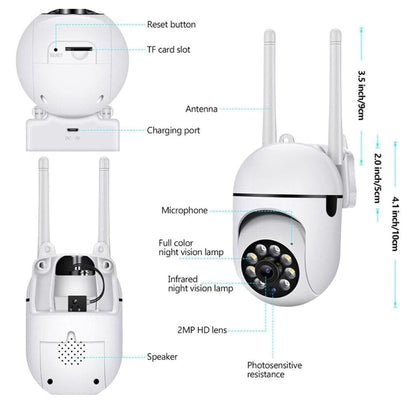 Cutech 4MP WiFi Mini PTZ Home Security Camera | Full HD 1080P & 360°, Night Vision, Motion Alerts, Two-Way Audio, Mobile App Wireless CCTV for Home Outdoor & Weather Resistant