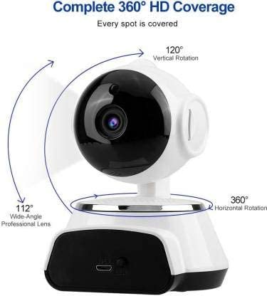 Cutech Smart WiFi Security Camera, Wireless Pan-Tilt Camera with HD Video, Two-Way Audio, Night Vision & Mobile App Support Robot CCTV Camera