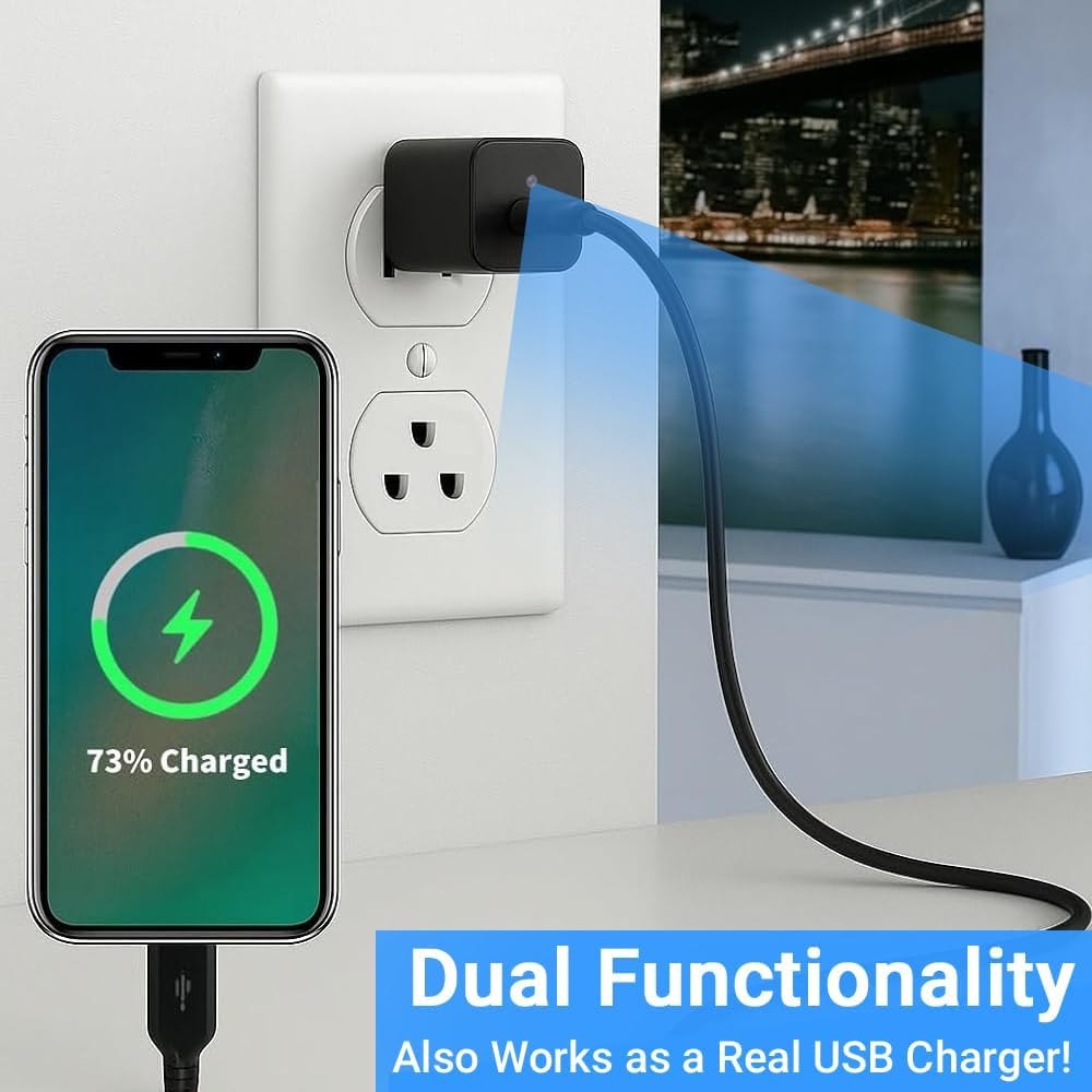 Cutech 1080p HD USB Charger Camera, Plug USB Charger with SD Card, Supports 2 Mode Recording, Nanny cam |Home, Kids, Baby, Pet Monitoring