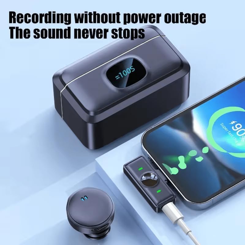 Cuetch Dual Wireless Lavalier Microphone for Android & iPhone | Noise Cancellation | Plug & Play | Mini Clip Mic for Video Recording | Vlogging & Live Streaming with Charging Case (EQ08)