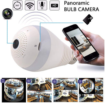 Cutech 3MP Indoor WiFi Light Bulb Camera for Home Security with 360° View Smart LED Light Bulb CCTV Camera, Wireless Light Socket Bulb, Motion Detection & Mobile App Control