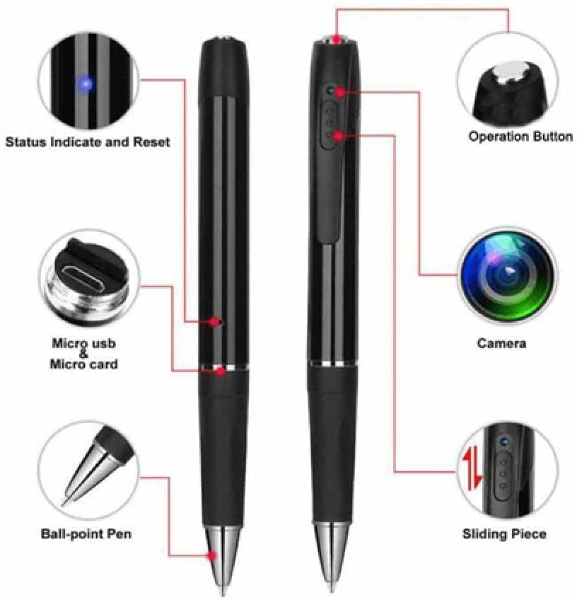 Cutech Pen Camera, HD Video Recording Pen with One-Click Operation, Memory Card Support & USB Charging