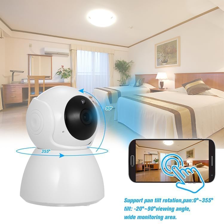 Cutech WI-FI Full HD 1080P Wireless 360° Rotate CCTV Smart Security Camera, Watch Live Streaming, Light Vision Function Motion Sensor Alarm Detector 2 Way Audio & Video