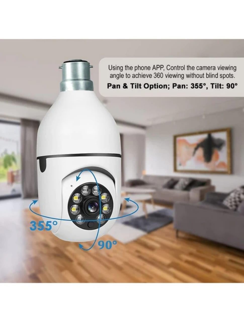 Cutech 3MP WiFi Light Bulb Security Camera | 360 Degree Pan Tilt Zoom | Night Vision | Two Way Talk | Wireless CCTV Bulb Camera | HD Video | Motion Detection with Mobile App Control