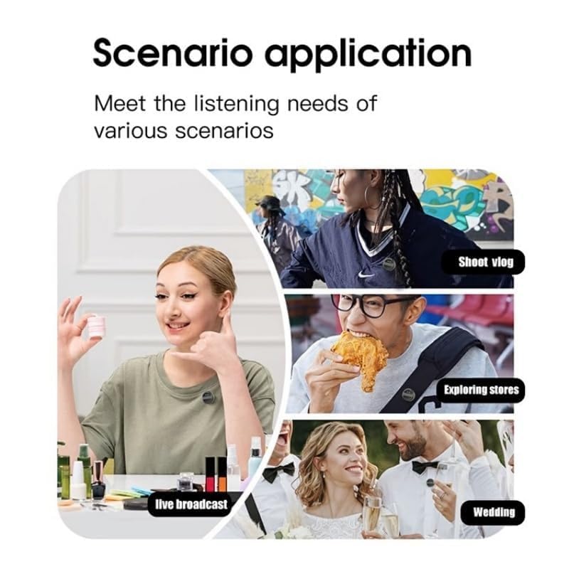 Cuetch Dual Wireless Lavalier Microphone for Android & iPhone | Noise Cancellation | Plug & Play | Mini Clip Mic for Video Recording | Vlogging & Live Streaming with Charging Case (EQ08)