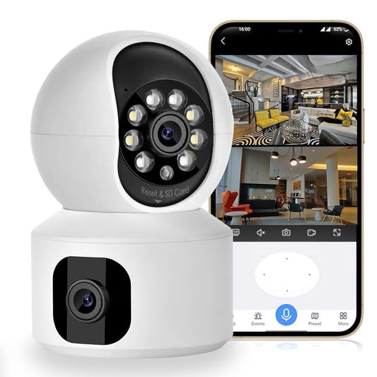 Cutech Dual Lens 4MP/8MP Outdoor Security Camera with PTZ Light Color Night Vision, Motion Detection, Wireless Light Bulb Camera, Two-Way Audio, Weather Resistant