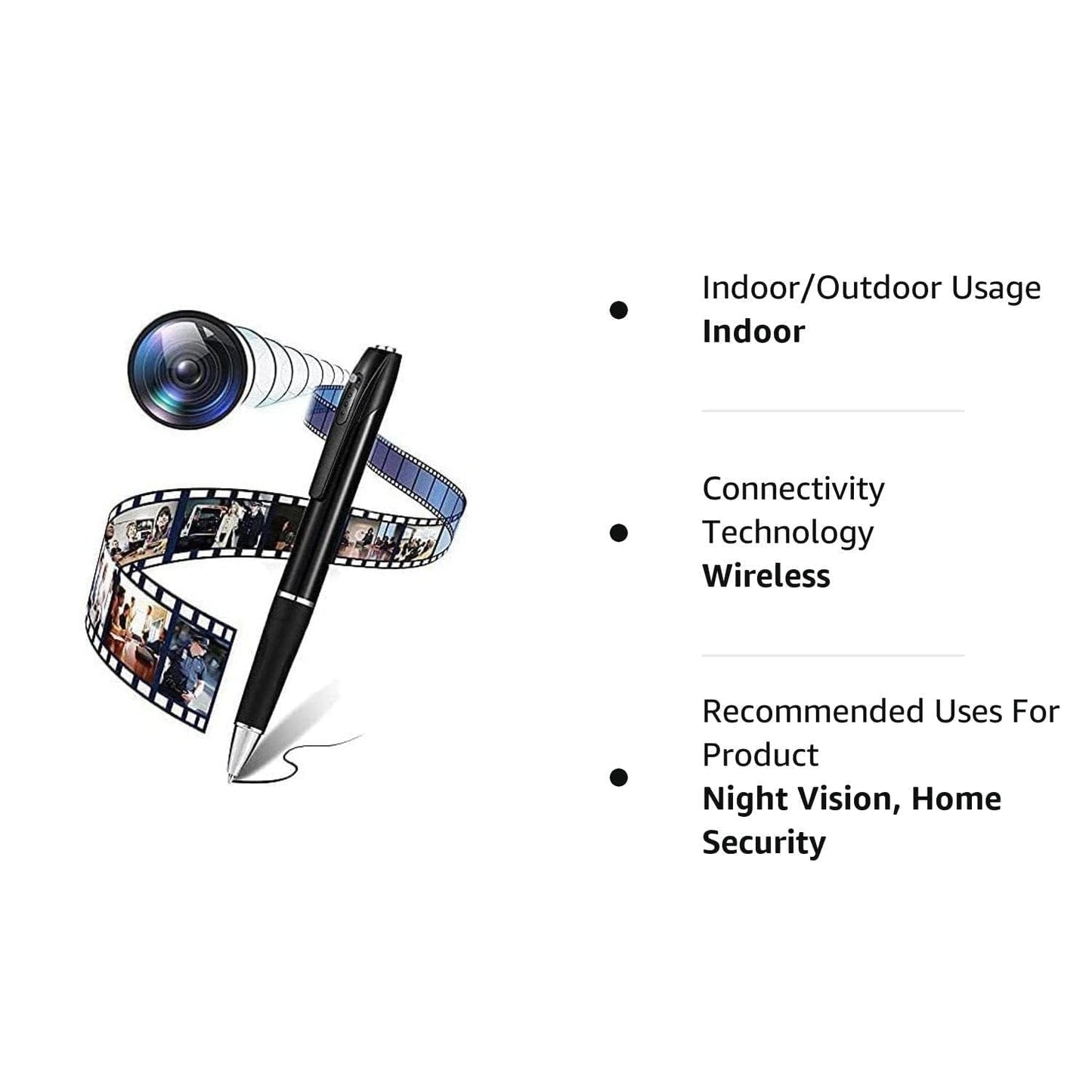Cutech Pen Camera, HD Video Recording Pen with One-Click Operation, Memory Card Support & USB Charging