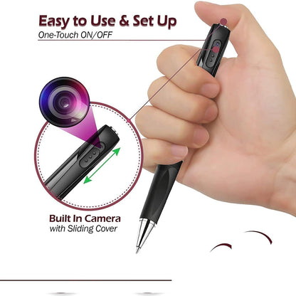 Cutech Pen Camera, HD Video Recording Pen with One-Click Operation, Memory Card Support & USB Charging