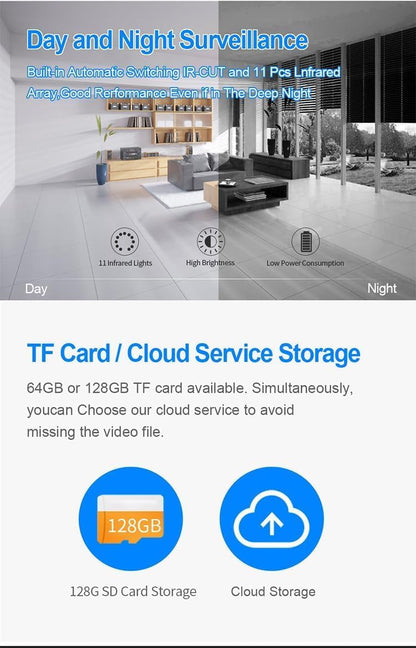 Cutech WI-FI Full HD 1080P Wireless 360° Rotate CCTV Smart Security Camera, Watch Live Streaming, Light Vision Function Motion Sensor Alarm Detector 2 Way Audio & Video