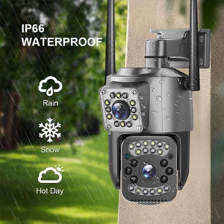 Cutech 6MP WiFi Dual Lens Outdoor PTZ CCTV Camera with 360° View, Two-Way Audio, Night Vision, Wireless Security Camera for Home with Weather Resistant & Mobile App V380 Pro