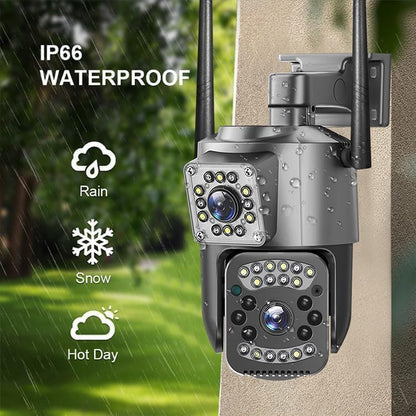 Cutech 6MP WiFi Dual Lens Outdoor PTZ CCTV Camera with 360° View, Two-Way Audio, Night Vision, Wireless Security Camera for Home with Weather Resistant & Mobile App V380 Pro