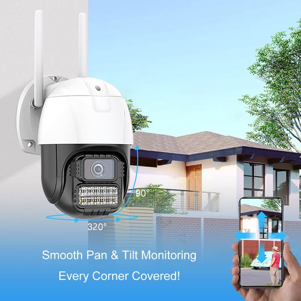 Cutech 5MP Wireless Outdoor Security Camera with 1080P HD Video, Motion Detection, Night Vision, Two-Way Audio,Indoor and Outdoor Home Security CCTV Camera with Mobile App V380 Pro