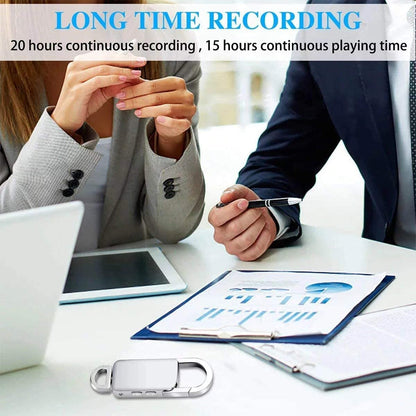 Cutech 360 Mini Digital Voice Recorder 8GB in Built Memory, Keychain Professional Audio MP3 Player Microphone Sound Recording (Silver 8GB Memory Recorder)