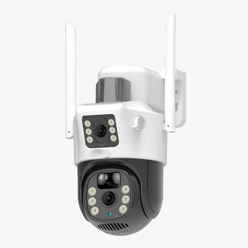 Cutech 6MP Solar Powered WiFi PTZ Security Camera with Dual Lens, 360° Pan Tilt, Color Night Vision, Weather Resistance CCTV Camera, Wireless Dual Lens Solar Camera with Mobile App