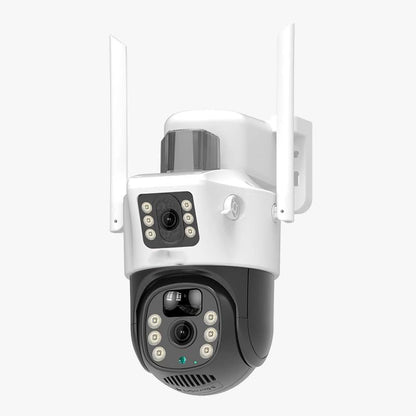 Cutech 6MP Solar Powered WiFi PTZ Security Camera with Dual Lens, 360° Pan Tilt, Color Night Vision, Weather Resistance CCTV Camera, Wireless Dual Lens Solar Camera with Mobile App