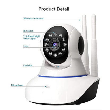 Cutech Pro HD 1080P Night Vision Wireless WiFi IP Camera with 2 Way Audio | Upto 64 GB SD Card Support CCTV Camera for Indoor Security Camera