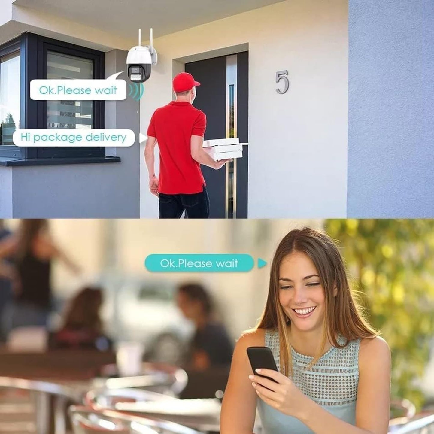 Cutech 5MP Wireless Outdoor Security Camera with 1080P HD Video, Motion Detection, Night Vision, Two-Way Audio,Indoor and Outdoor Home Security CCTV Camera with Mobile App V380 Pro