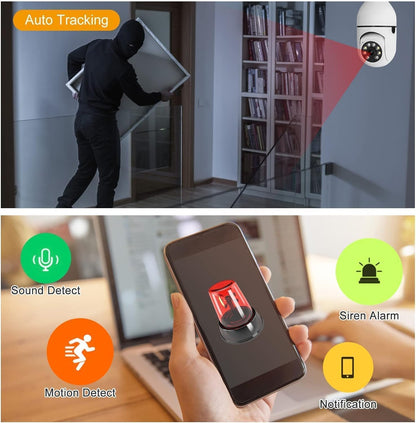 Cutech 3MP WiFi Light Bulb Security Camera | 360 Degree Pan Tilt Zoom | Night Vision | Two Way Talk | Wireless CCTV Bulb Camera | HD Video | Motion Detection with Mobile App Control