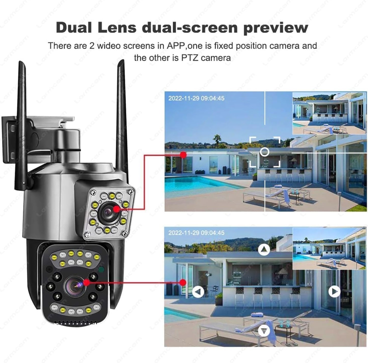 Cutech 6MP WiFi Dual Lens Outdoor PTZ CCTV Camera with 360° View, Two-Way Audio, Night Vision, Wireless Security Camera for Home with Weather Resistant & Mobile App V380 Pro