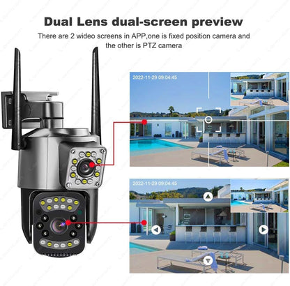 Cutech 6MP WiFi Dual Lens Outdoor PTZ CCTV Camera with 360° View, Two-Way Audio, Night Vision, Wireless Security Camera for Home with Weather Resistant & Mobile App V380 Pro