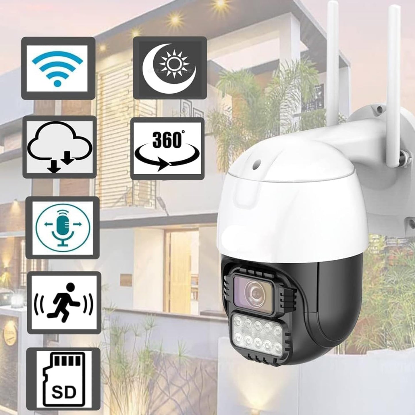 Cutech 5MP Wireless Outdoor Security Camera with 1080P HD Video, Motion Detection, Night Vision, Two-Way Audio,Indoor and Outdoor Home Security CCTV Camera with Mobile App V380 Pro