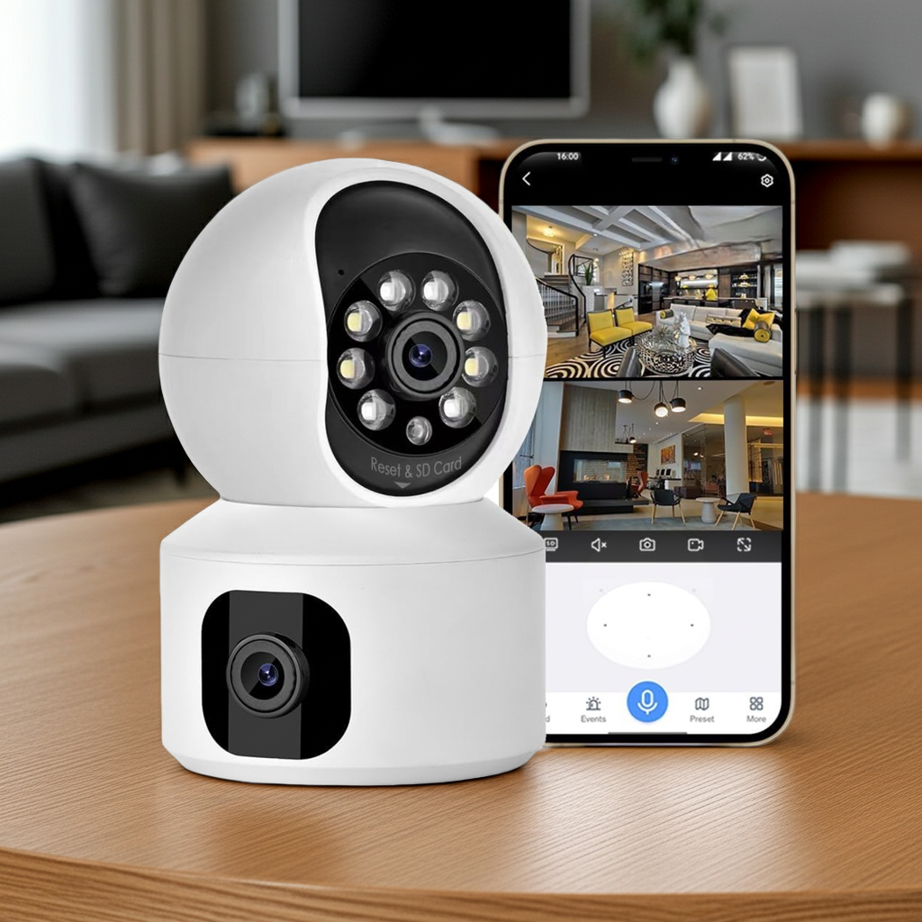 Cutech Dual Lens 4MP/8MP Outdoor Security Camera with PTZ Light Color Night Vision, Motion Detection, Wireless Light Bulb Camera, Two-Way Audio, Weather Resistant