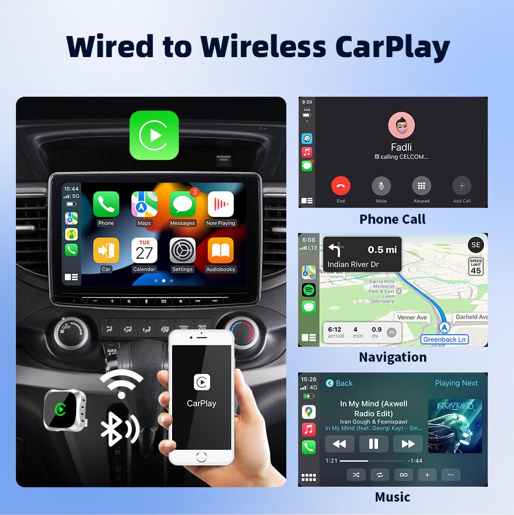 Cuetch 2-in-1 Wireless Apple CarPlay & Android Auto Adapter | BT 5.2 Connection No Delay Stable Connection| Converts Wired Android Auto/CarPlay to Wireless in Company Fitted System Post 2018 Cars