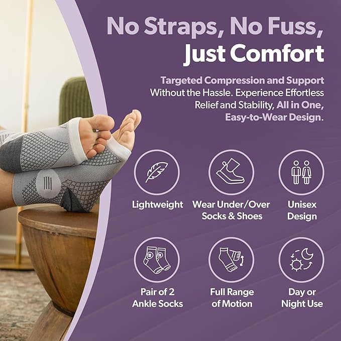 Cutech  Neuropathy Socks for Women and Men - Toeless Compression Foot Neuropathy Socks, Peripheral Neuropathy Socks, Diabetic Neuropathy Socks, Arthritis Socks (M - Gray)