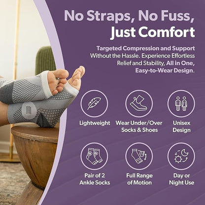 Cutech  Neuropathy Socks for Women and Men - Toeless Compression Foot Neuropathy Socks, Peripheral Neuropathy Socks, Diabetic Neuropathy Socks, Arthritis Socks (M - Gray)