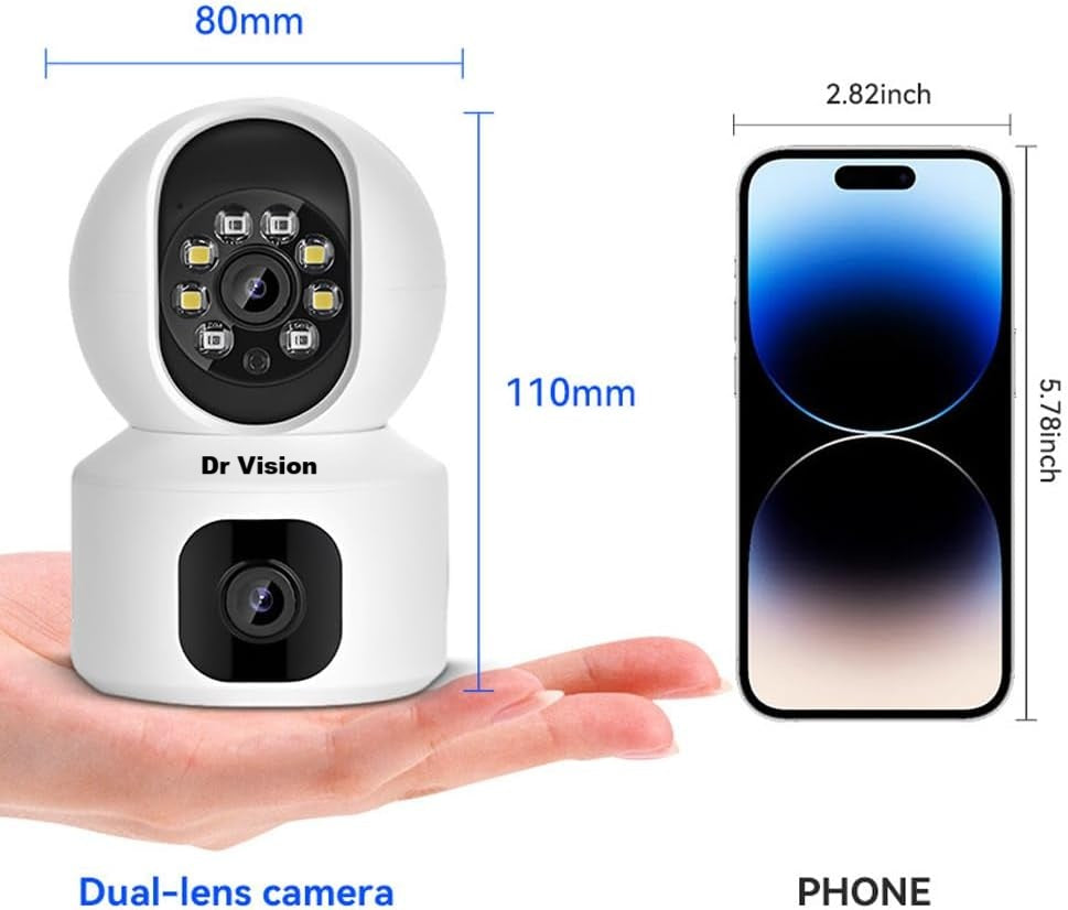 Cutech Dual Lens 4MP/8MP Outdoor Security Camera with PTZ Light Color Night Vision, Motion Detection, Wireless Light Bulb Camera, Two-Way Audio, Weather Resistant